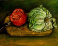 Still Life - Still Life With Tomato - Oil Canvas
